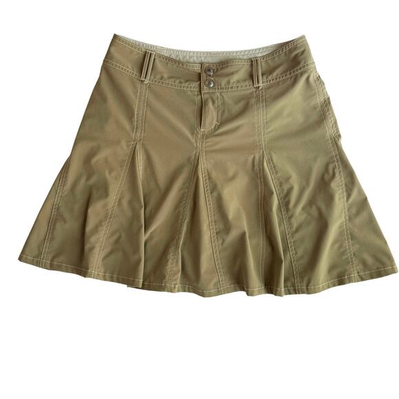 Athleta Pleated Tan Skirt with Shorts Women's 2P Zipper and Button Closure - Picture 1 of 11